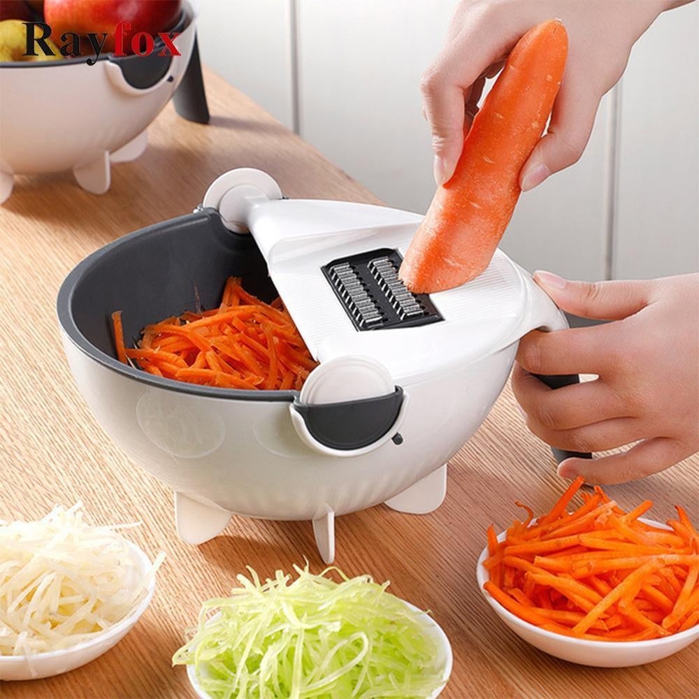 9 In 1 Multi Functional Rotate Fruit Grater Drain Basket