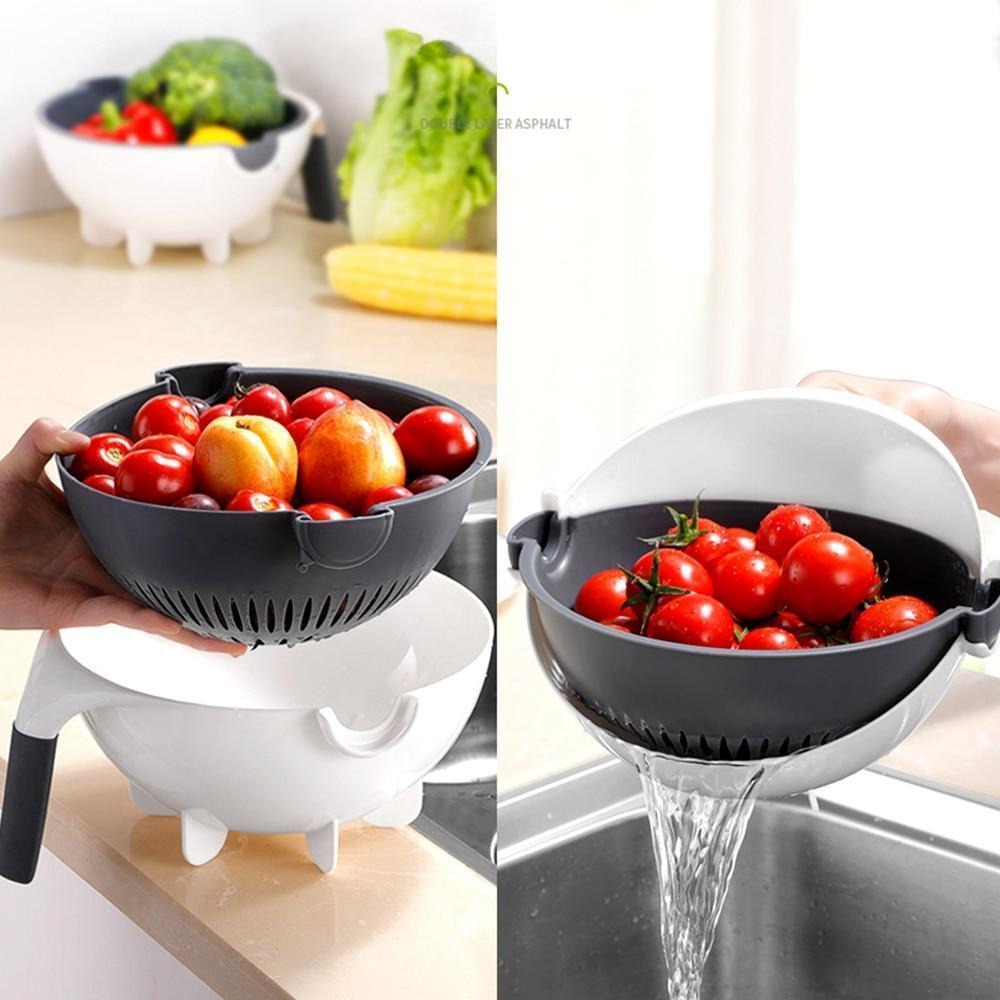 9 In 1 Multi Functional Rotate Fruit Grater Drain Basket